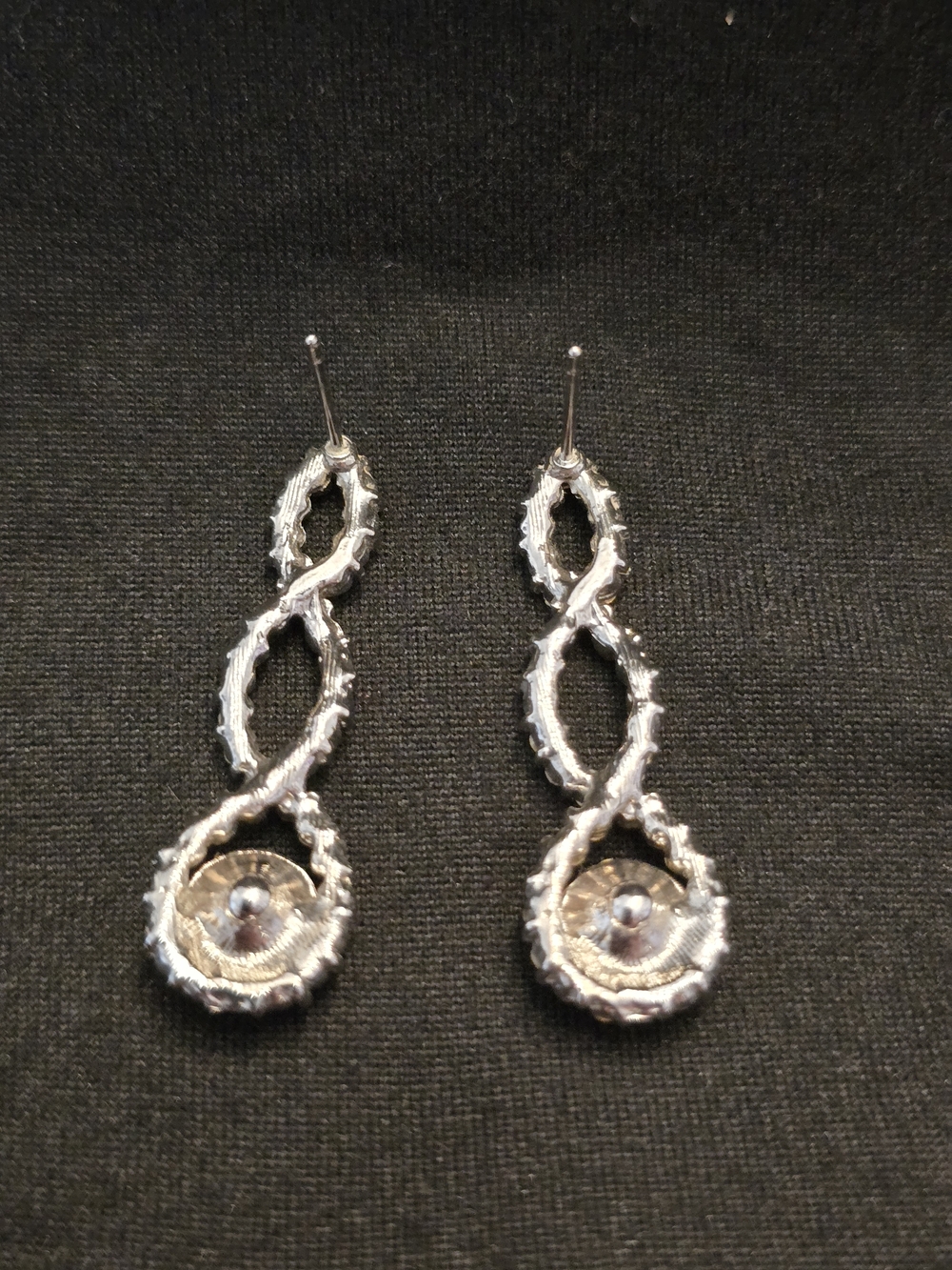 Radiant Fuchsia Red Rhinestone Infinity Drop Earrings - Picture 4 of 4